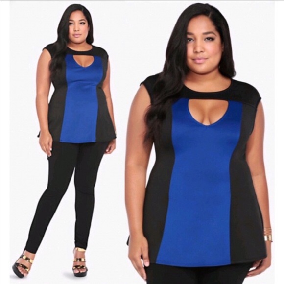 torrid Tops - NWT Torrid Black&Blue Color Block Scuba Top torrid Tops - NWT Torrid Black&Blue Color Block Scuba Top